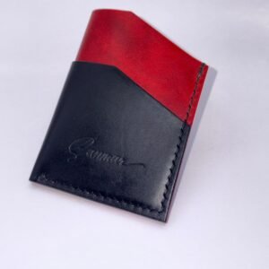 Leather Vertical Cardholder red & black buttero