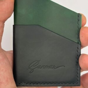 Leather Vertical Cardholder green & black buttero